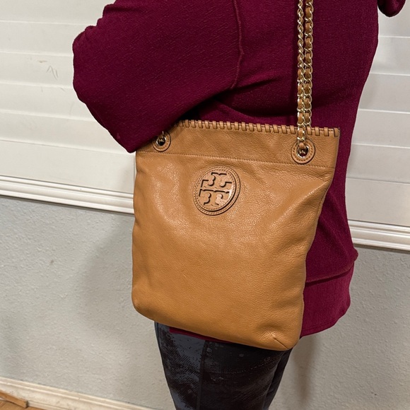 Tory Burch Camel Leather Shoulder Bag
